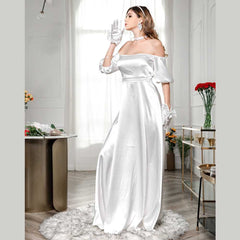 Fashion Puff Sleeve Tube Wedding Party Off Shoulder Dress Sai Feel
