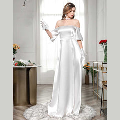 Fashion Puff Sleeve Tube Wedding Party Off Shoulder Dress Sai Feel