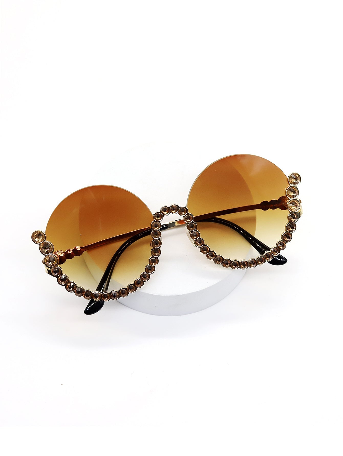 Fashion Semi Rim Bling Rhinestone UV Sunglasses Sai Feel