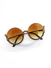 Fashion Semi Rim Bling Rhinestone UV Sunglasses Sai Feel