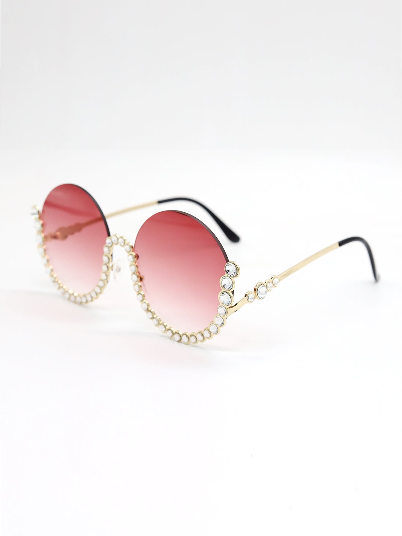 Fashion Semi Rim Bling Rhinestone UV Sunglasses Sai Feel