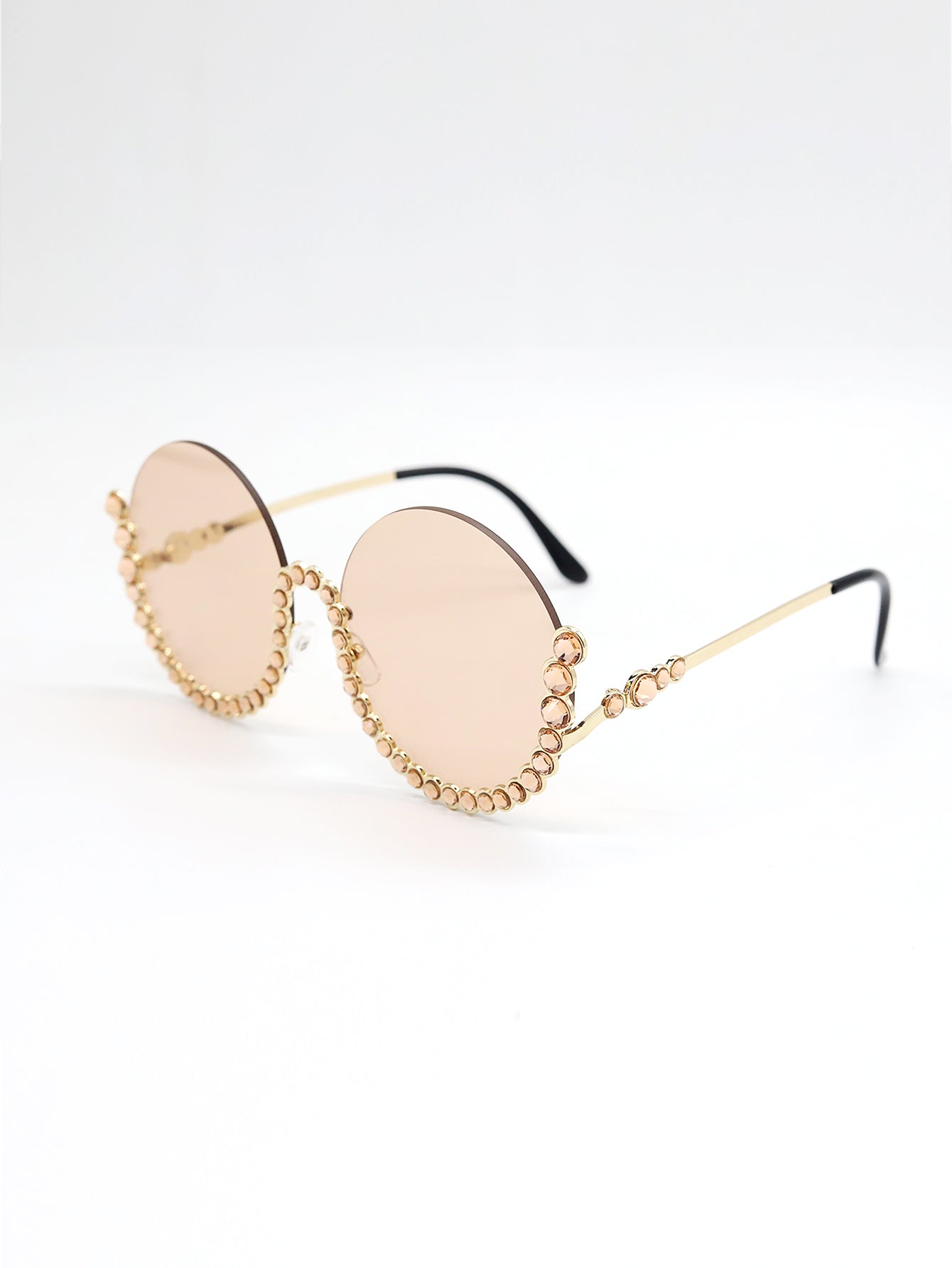 Fashion Semi Rim Bling Rhinestone UV Sunglasses Sai Feel