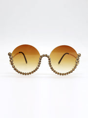 Fashion Semi Rim Bling Rhinestone UV Sunglasses Sai Feel