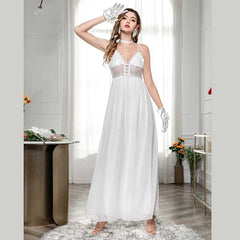 Fashion Sexy Lace Deep V Neck Backless Chiffon Wedding Party Dress Sai Feel
