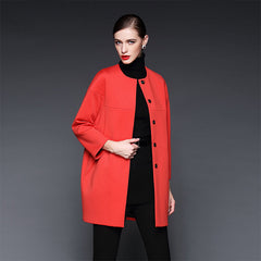 Fashion Suit Jacket long Sleeve Women's Loose Windbreaker Outerwear round neck coat Sai Feel