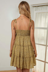 Fashion Women A-line Layered Ruffled Floral Dress Sai Feel