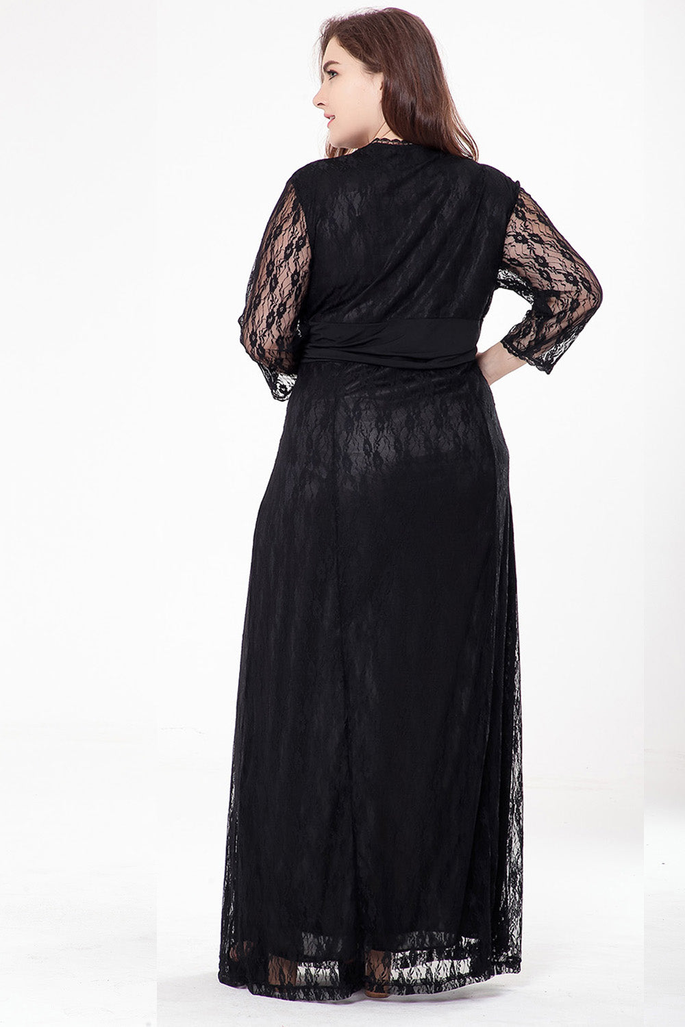 Fashion Women Mother of The Bride Dress with 3/4Sleeves Dress Lace Formal Evening Gowns for Wedding Party Sai Feel