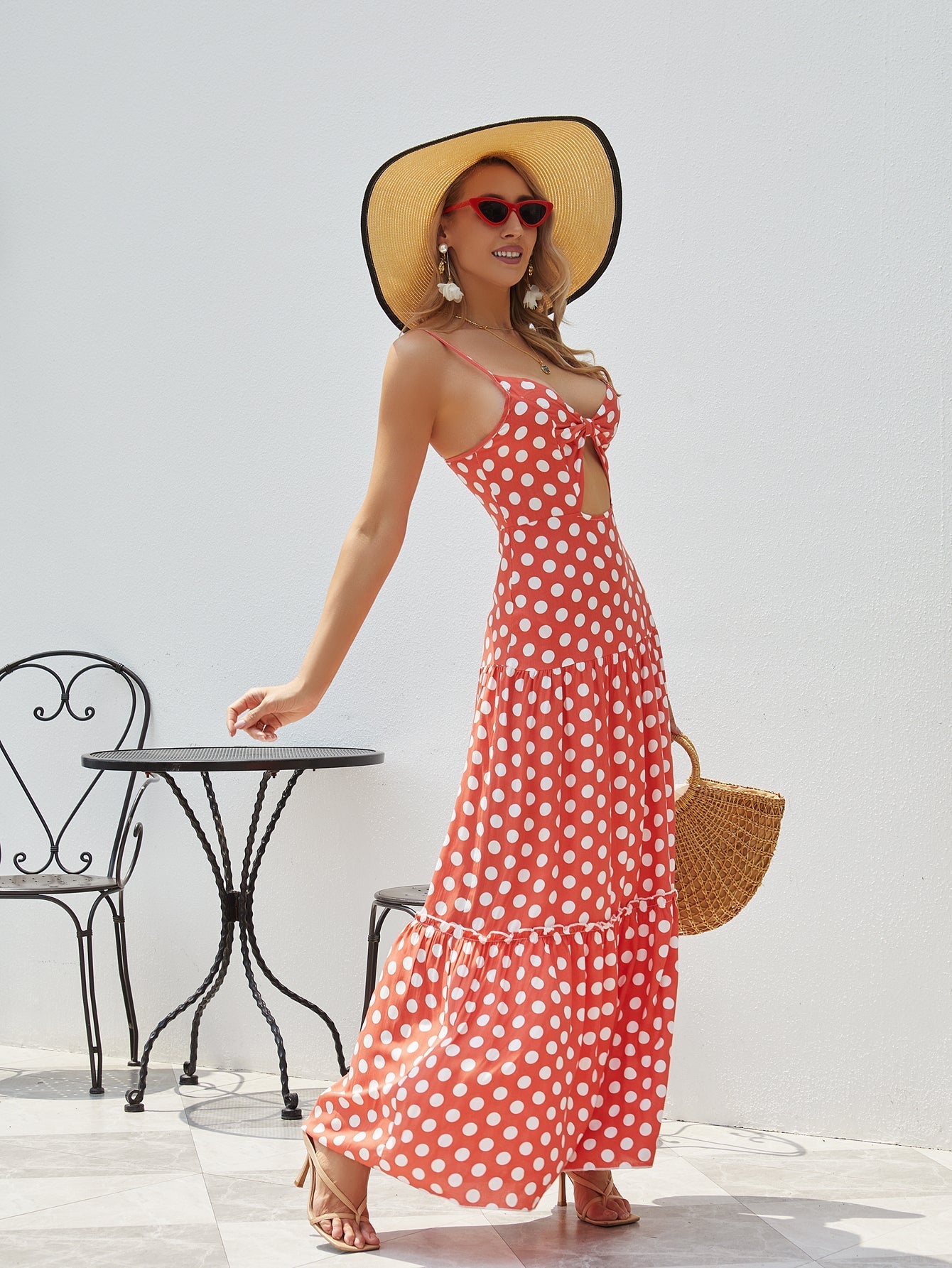 Fashion Women New V-neck Sleeveless Polka Dot Backless Beach Dress Sai Feel