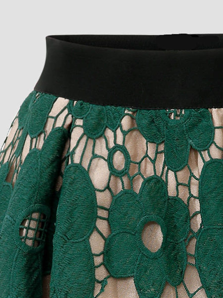 Fashion Women Plus Size Lace Flower Skirt Summer Sai Feel