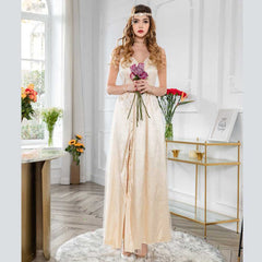 Fashion Women Sexy V Neck Split Wedding Lace Flower Embroideried Dress Sai Feel