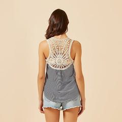 Fashion Women Summer Lace Vest Top Sleeveless Casual Tank Blouse Tops T-Shirt Sai Feel