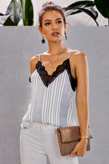 Fashion Women White/Black/Stripe/Multicolor Love Bites Lace Cami Tank Sai Feel