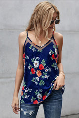 Fashion Women White/Blue/Apricot Floral Print Mesh Cami Tank Leopard Print Mesh Cami Tank Sai Feel