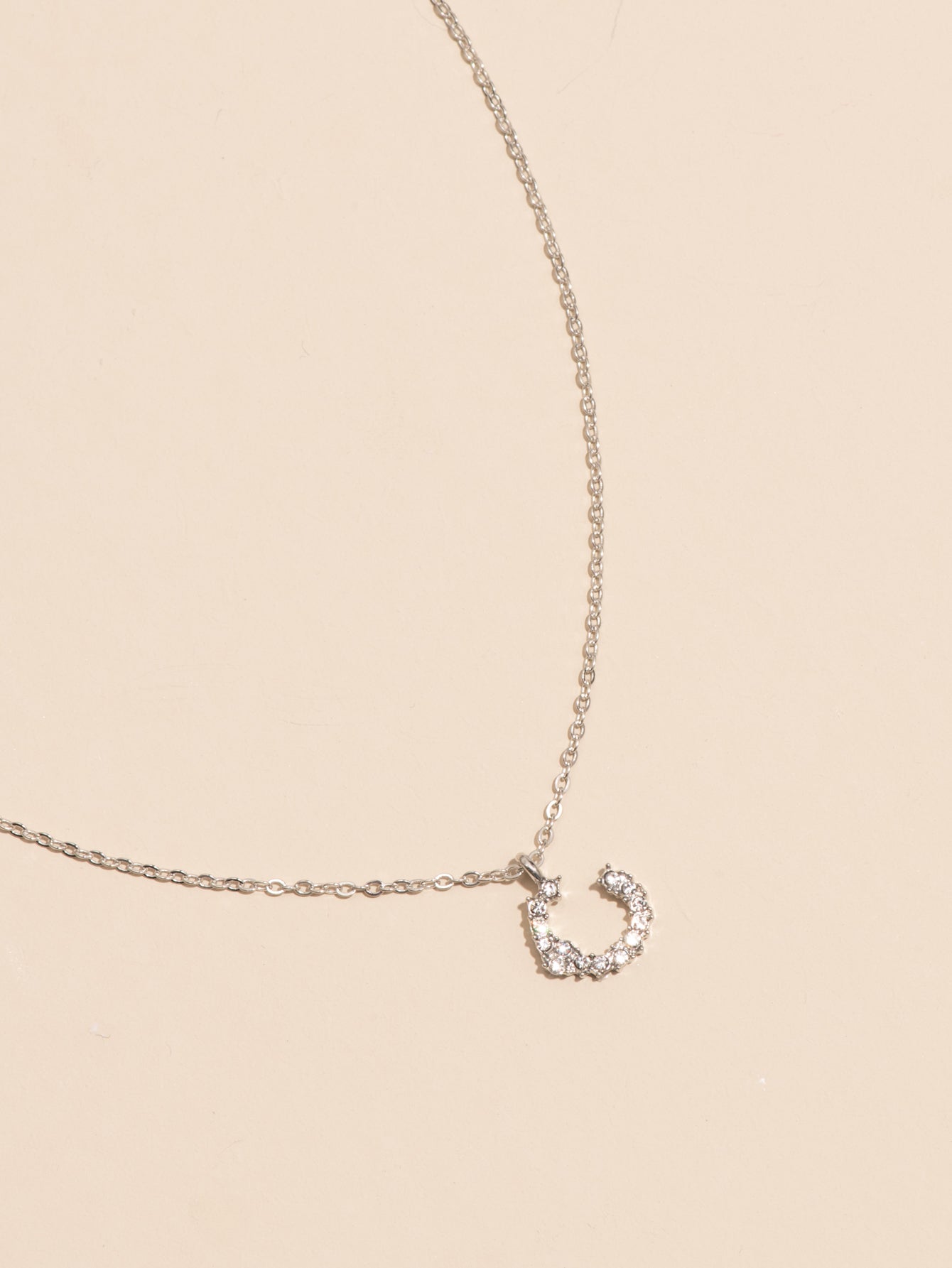 Faux Diamond C Pendant Necklace Sai Feel