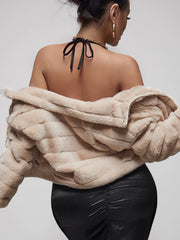Faux Fur Zip Up Crop Jacket Sai Feel