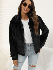 Faux Fur Zipper Up Coat Sai Feel