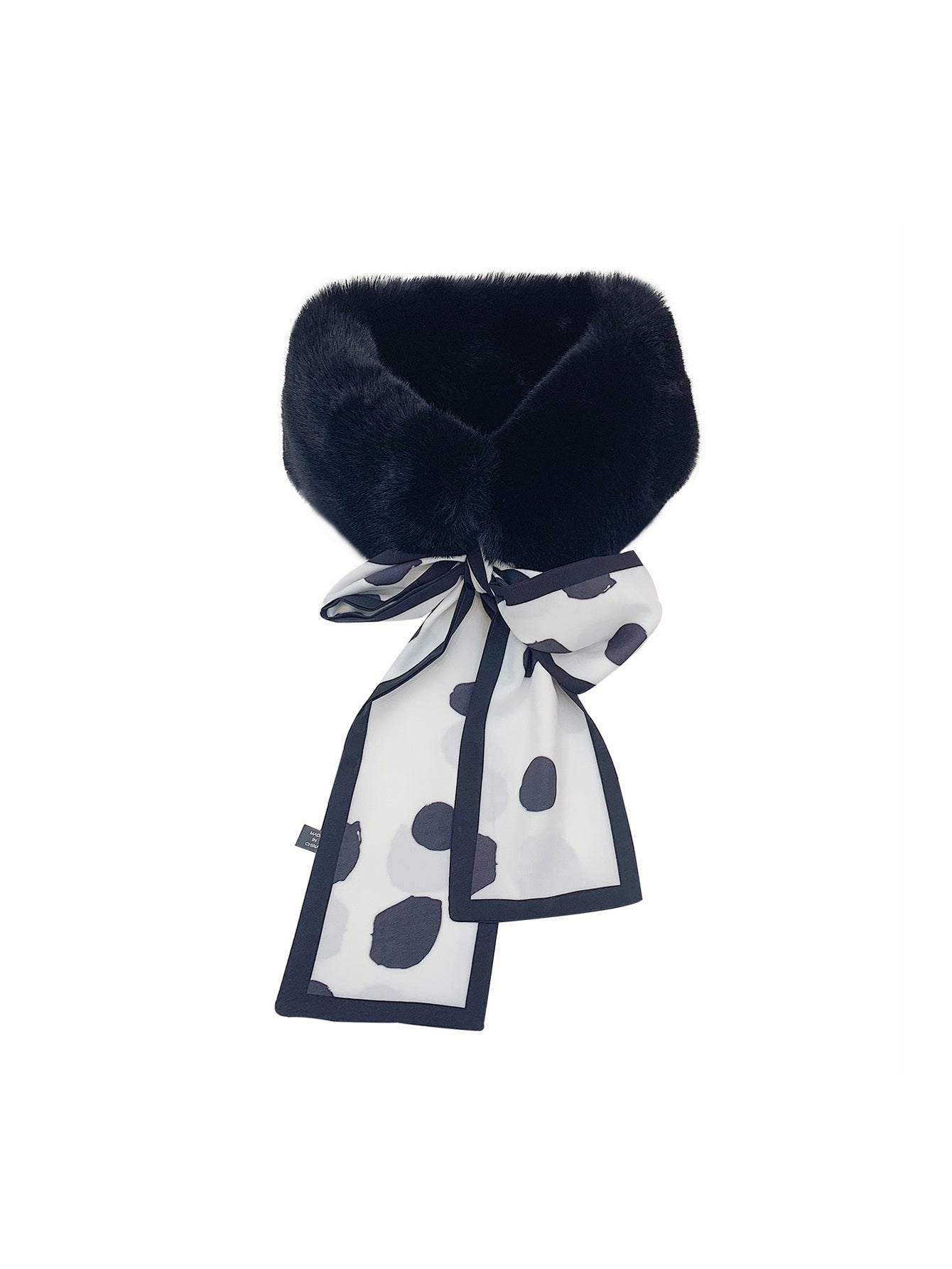 Faux fur bow ribbon scarf Sai Feel