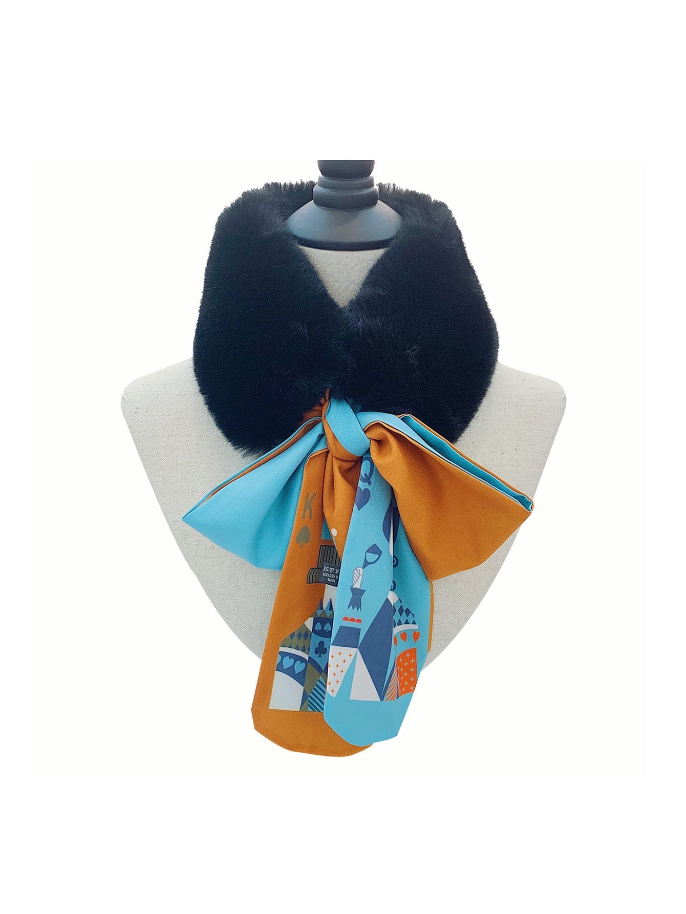 Faux fur bow ribbon scarf Sai Feel