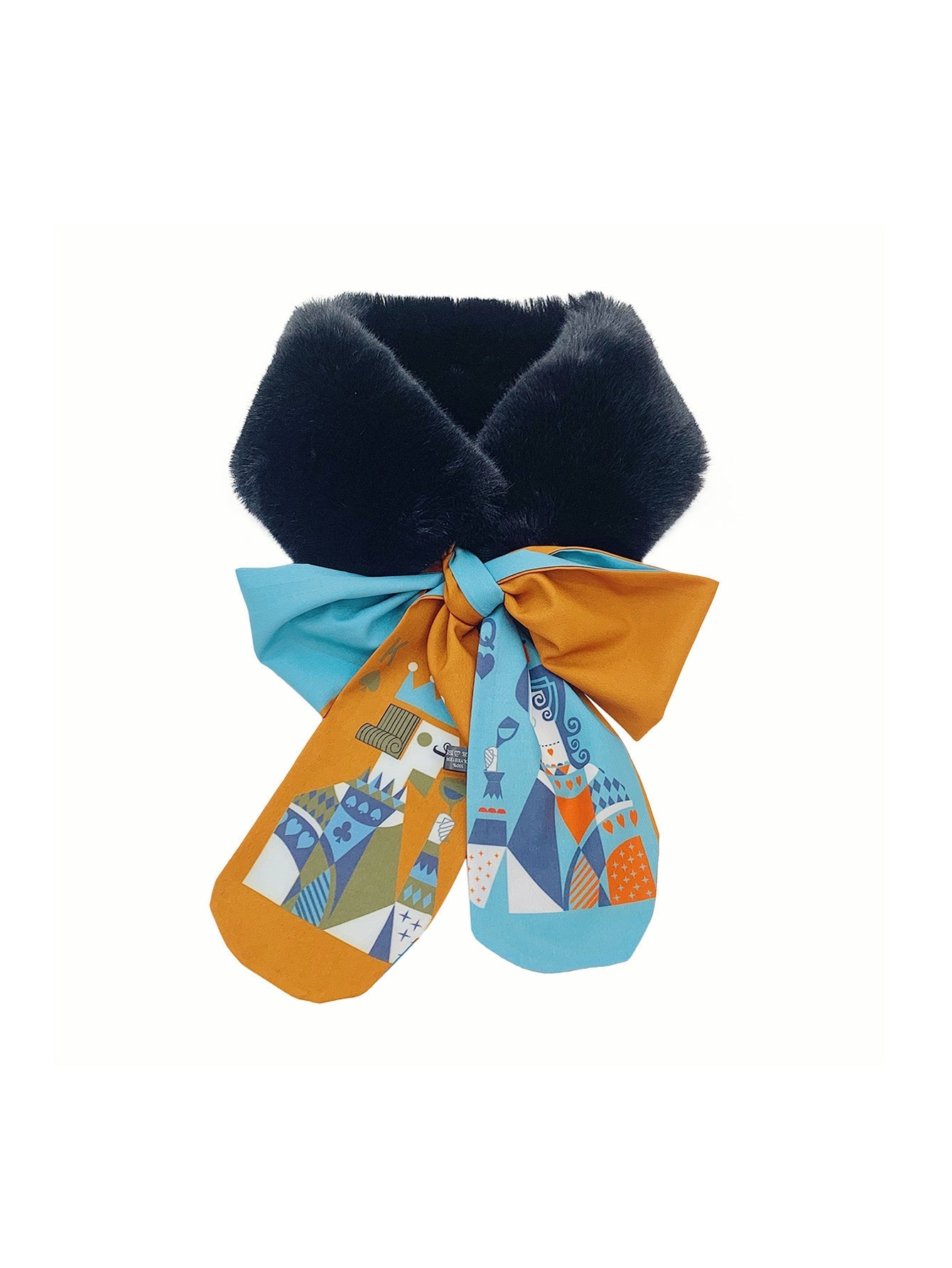 Faux fur bow ribbon scarf Sai Feel