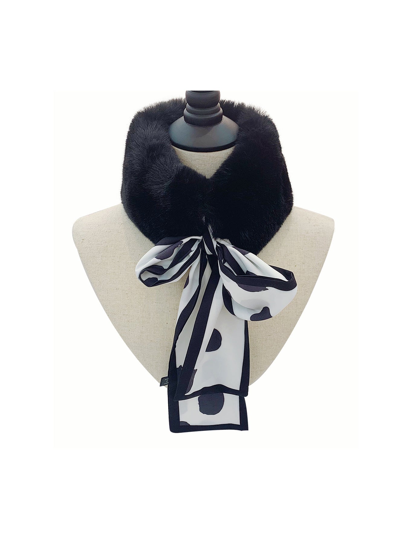 Faux fur bow ribbon scarf Sai Feel