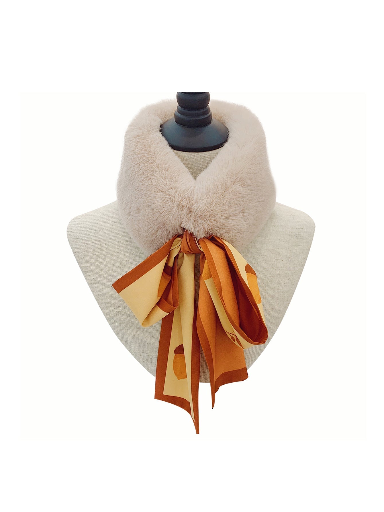 Faux fur bow ribbon scarf Sai Feel