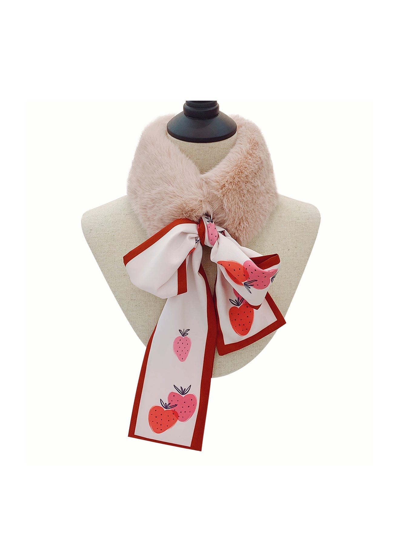 Faux fur bow ribbon scarf Sai Feel