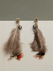 Feather Pearl Earrings Sai Feel