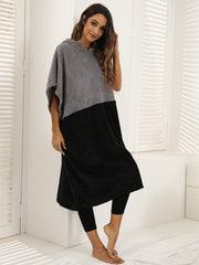 Flannel Color Block Hoodie Robe Sai Feel