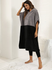 Flannel Color Block Hoodie Robe Sai Feel