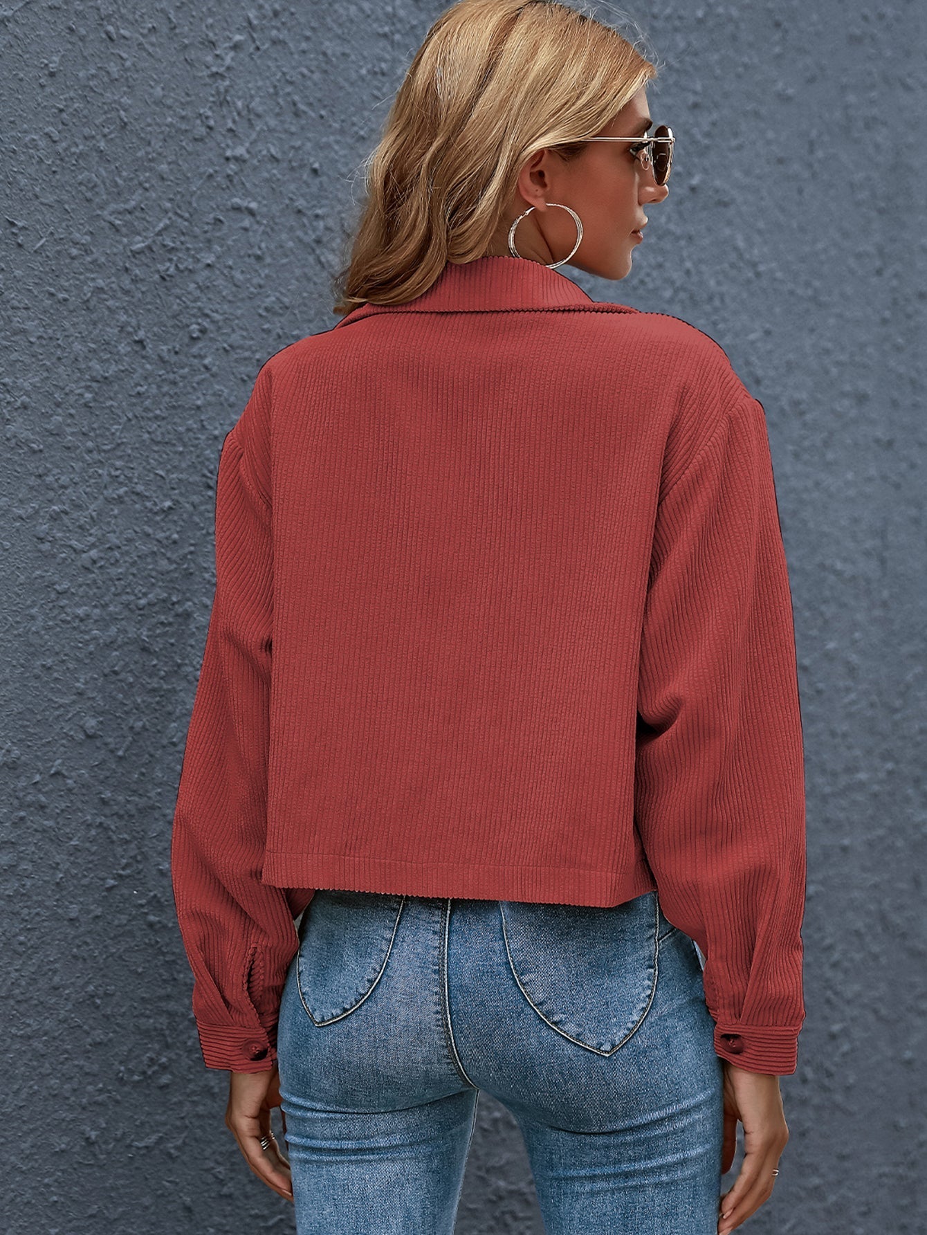 Flap Pocket Button Front Corduroy Jacket Sai Feel