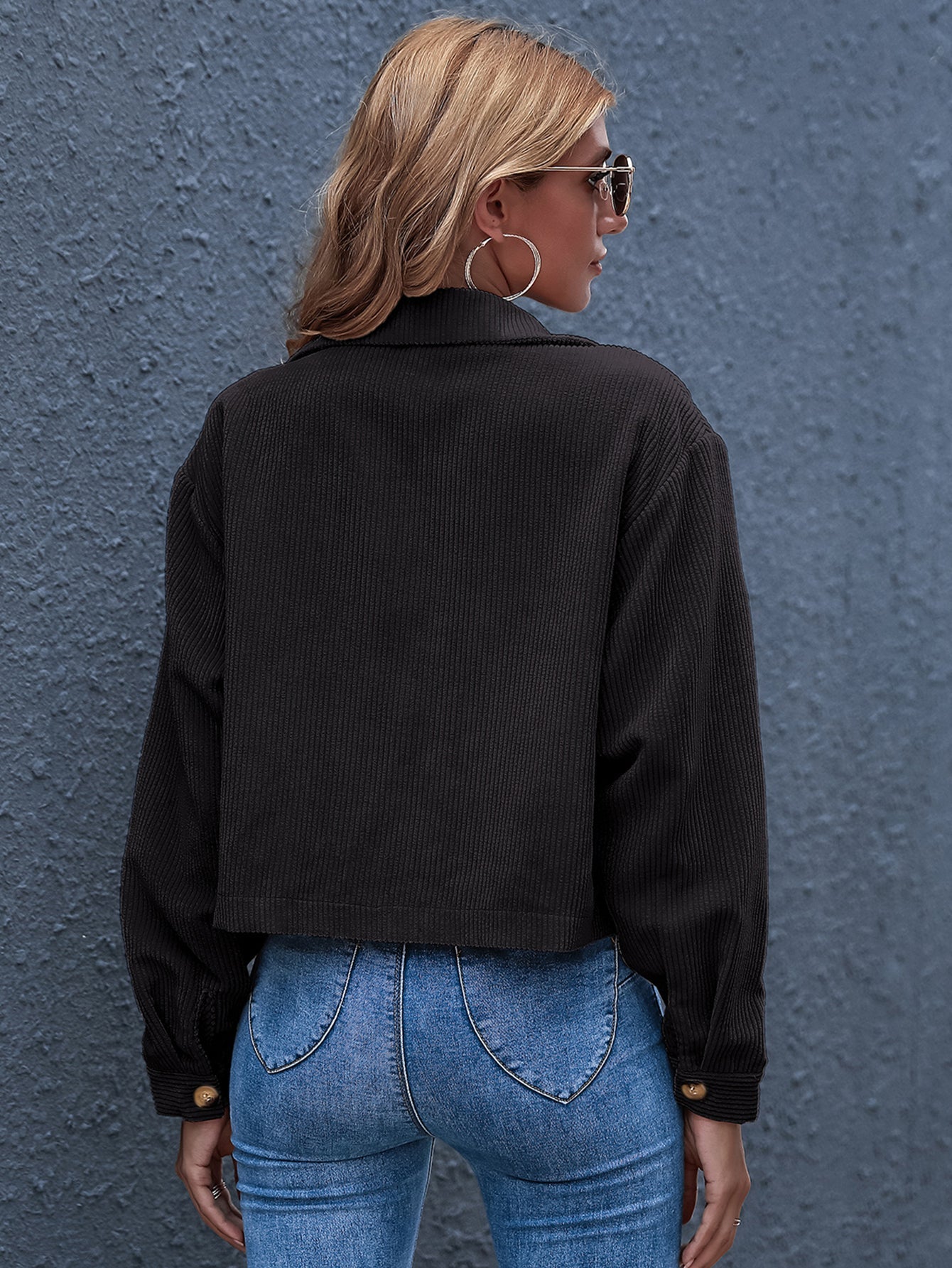 Flap Pocket Button Front Corduroy Jacket Sai Feel