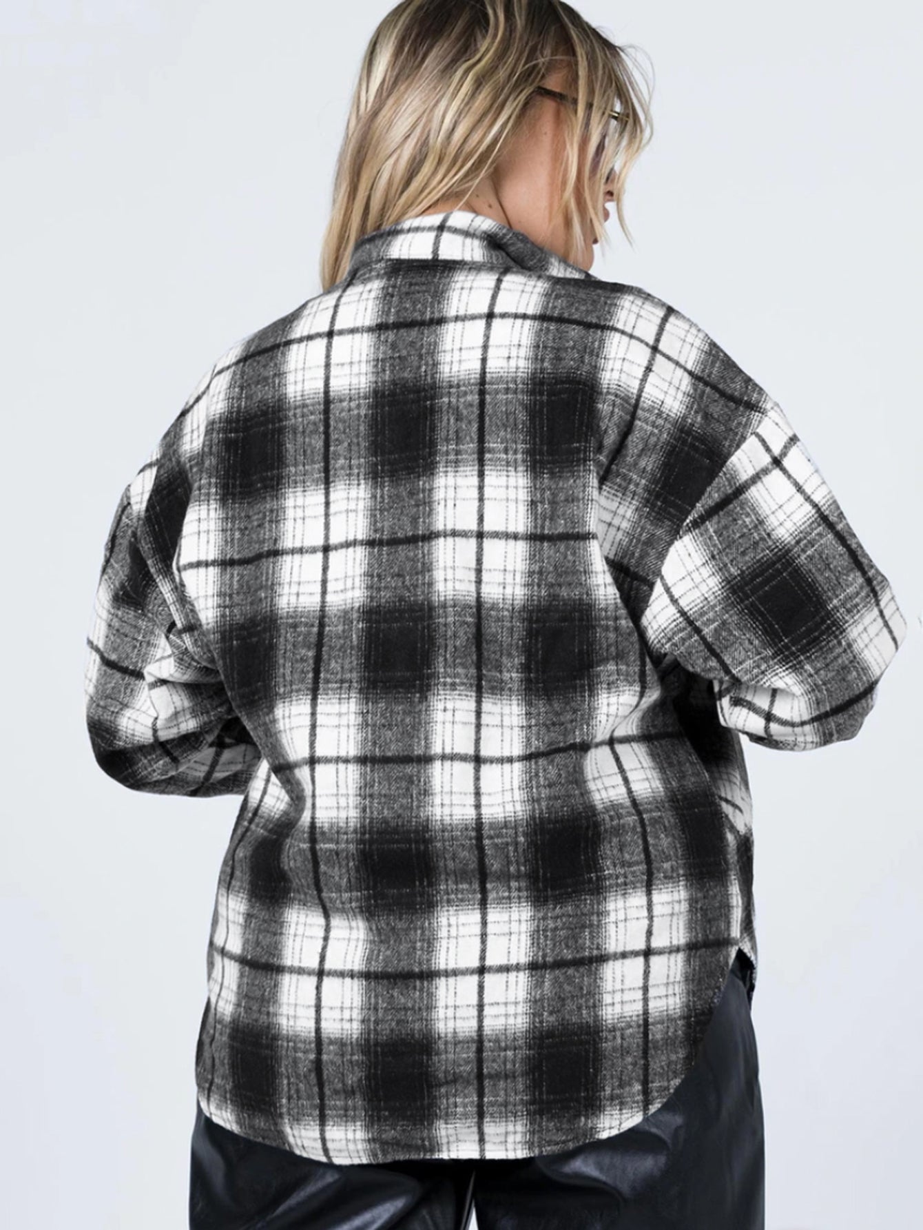 Flap Pocket Button Front Plaid Coat Sai Feel