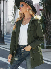 Fleece Long Sleeve Coat Hooded Parka Jacket Function Pockets Outwear Sai Feel