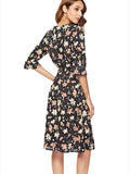 Floral Flared Sleeve Elastic Waist Dress Sai Feel