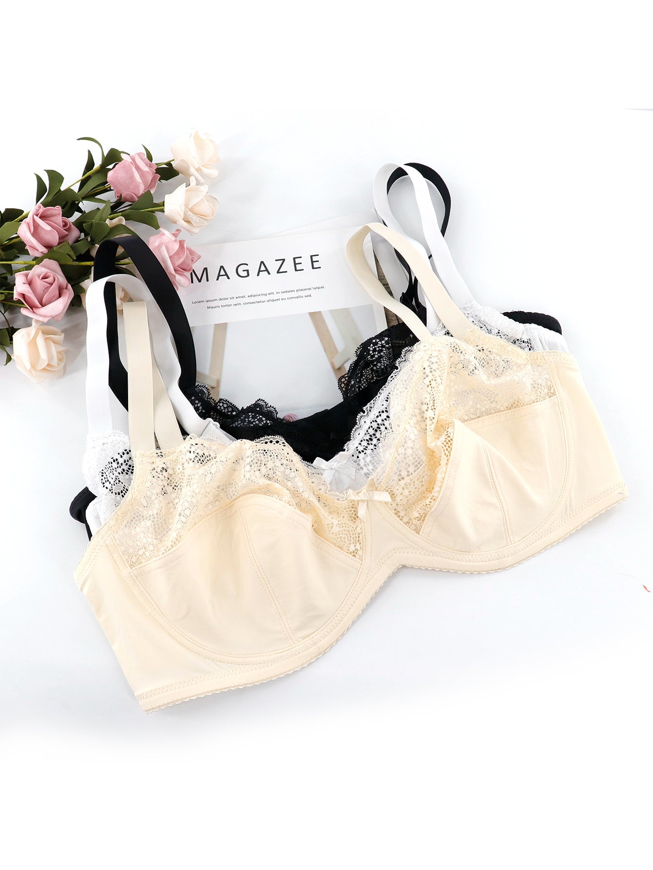 Floral Lace Bras Sexy Perspective for Women Lingerie Plus Size Comfort Underwear Unlined Adjusted Strap Sai Feel