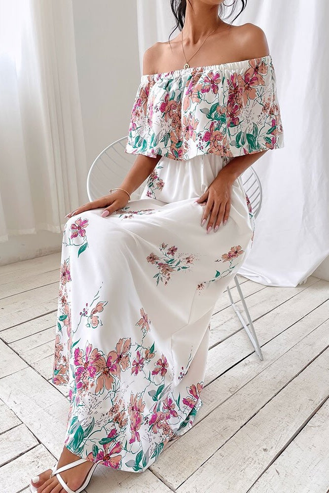 Floral Off-shoulder White Dress Sai Feel