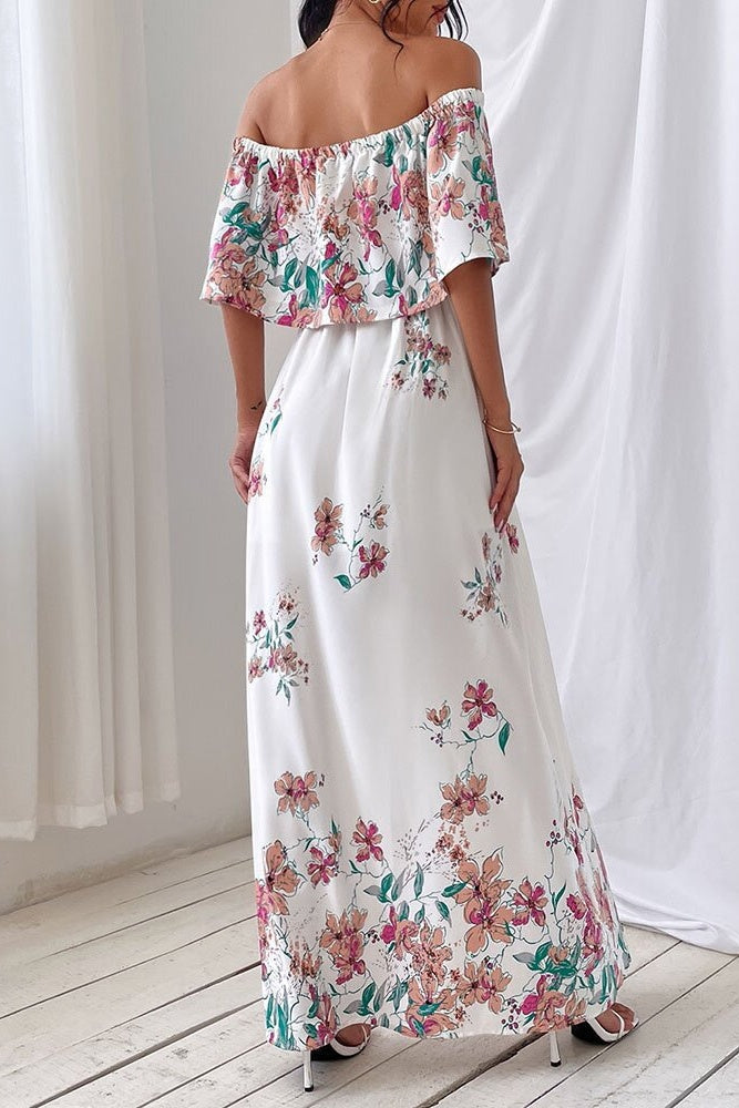 Floral Off-shoulder White Dress Sai Feel