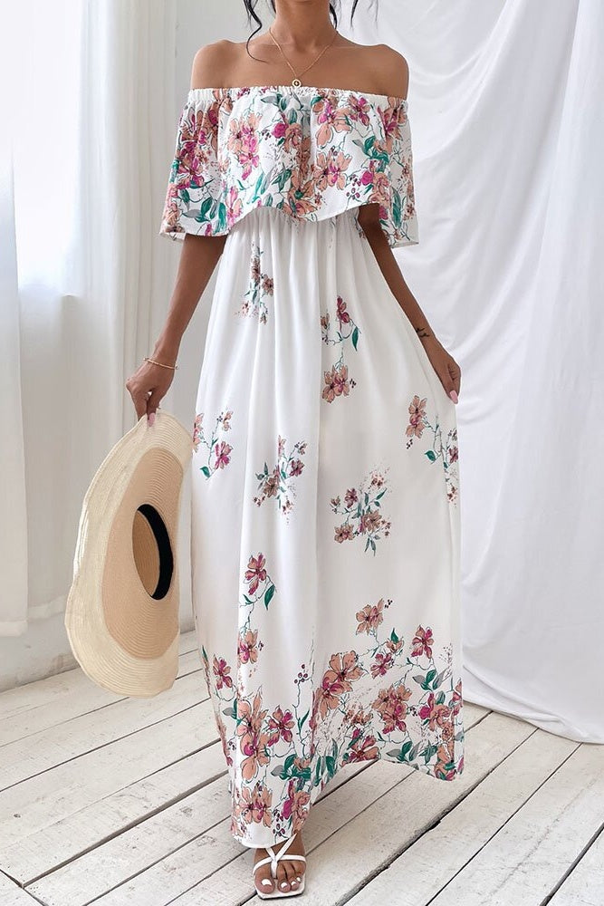 Floral Off-shoulder White Dress Sai Feel