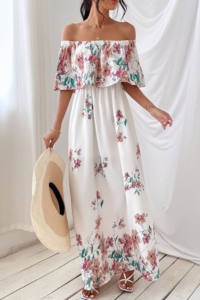 Floral Off-shoulder White Dress Sai Feel