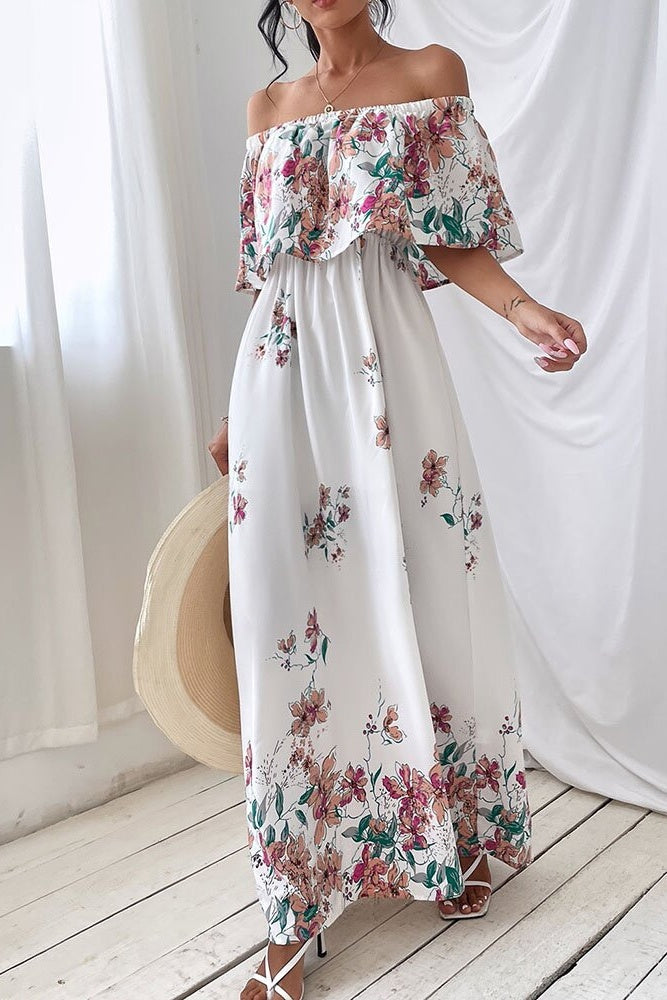 Floral Off-shoulder White Dress Sai Feel