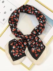 Floral Print Chiffon Satin Scarf Sai Feel