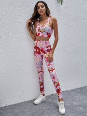 Floral Print Criss Cross Sports Bra And Leggings Sai Feel
