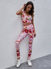Floral Print Criss Cross Sports Bra And Leggings Sai Feel
