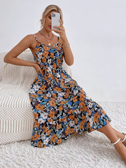 Floral Print Elastic Waist Cami Dress Sai Feel