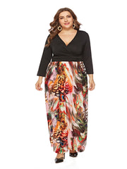 Floral Print Long Sleeve Plus Size Maxi Autumn Dress For Women Sai Feel
