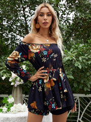 Floral Print Off Shoulder SelF Waist Tie Jumpsuit Sai Feel