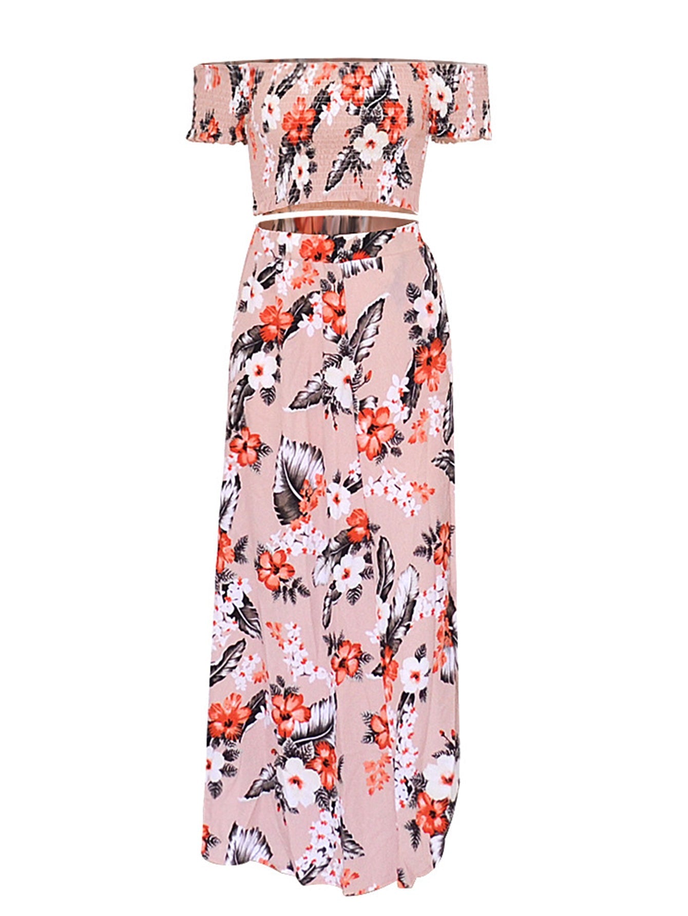 Floral Print Off Shoulder Top & Skirt Set Sai Feel