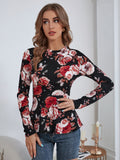 Floral Print Peplum Top Sai Feel