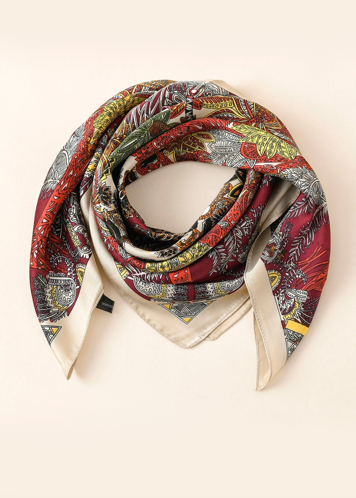 Floral Print Satin Scarf Sai Feel