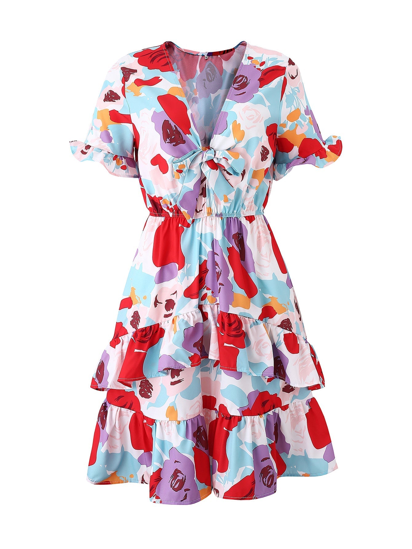 Floral Print Tie Front Dress Sai Feel